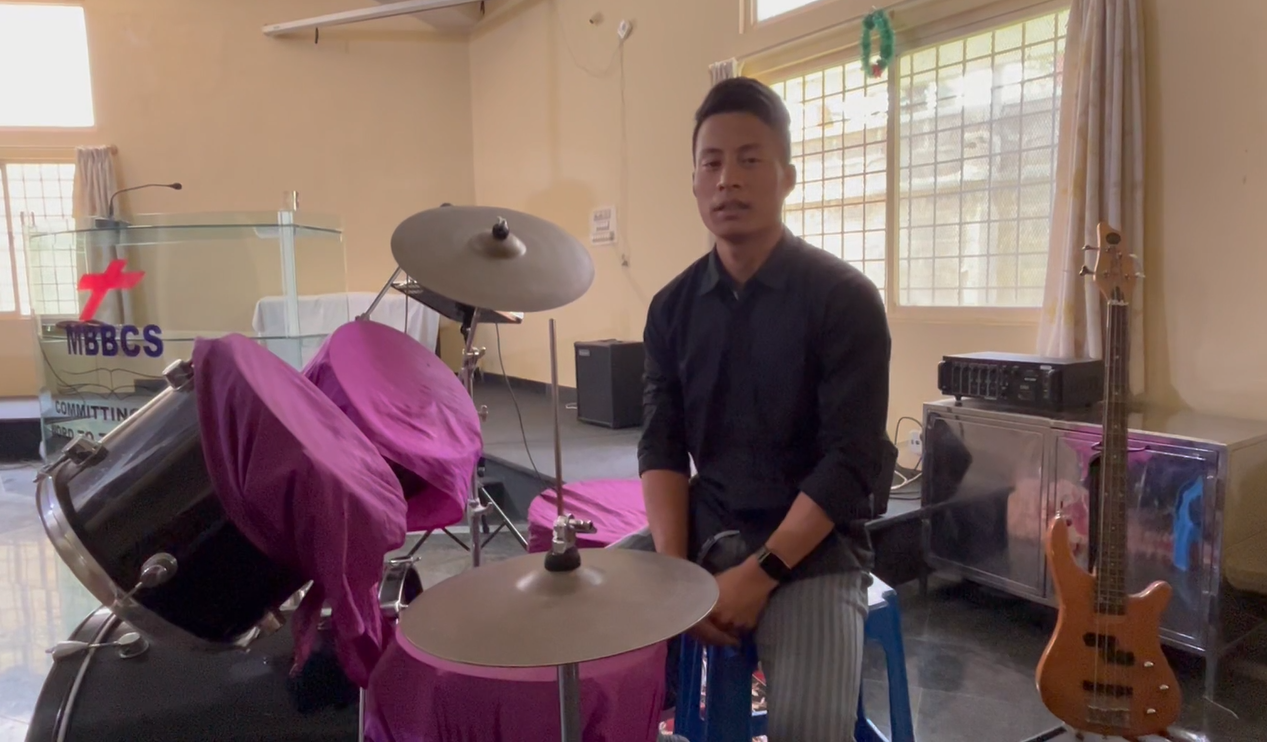 MBBCS student with music instruments